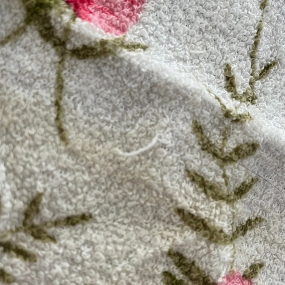 2 Vtg Royal Terry Of California Hand Towels Pink Roses & Rhinestones MCM Floral